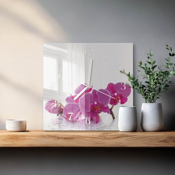 Skleněné hodiny Orchidej zskb-30x30-00085906