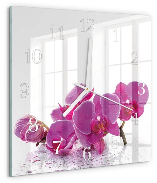 Skleněné hodiny Orchidej zskb-30x30-00085906