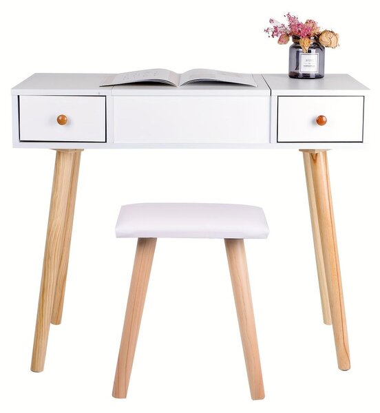 Kosmetický stolek - Toaletní stolek - Stolek na líčení - Bílý - Skandinávský design
