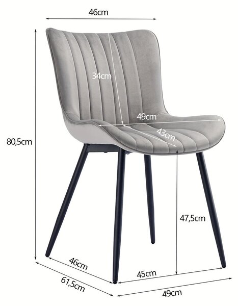 Jídelní židle - Židle - Jídelní židle - Sedací nábytek - Designové židle - Sada 2 světle šedých jídelních židlí