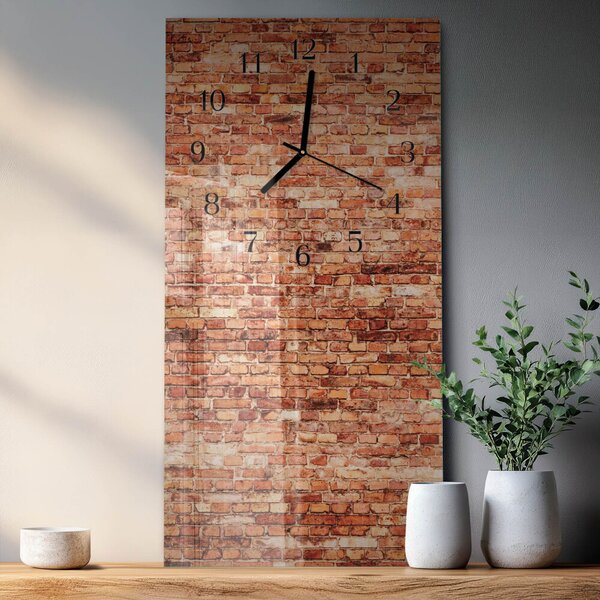 Skleněné hodiny vertikální Cihlová zeď zsppc-30x60-00182656