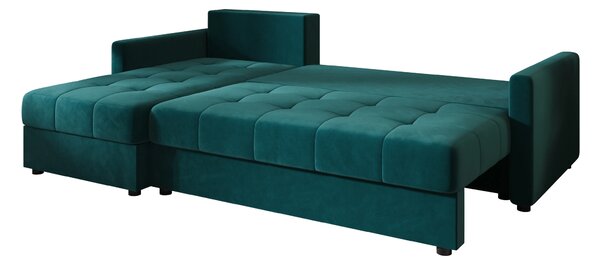Rozkládací oboustranná sedací souprava do L VENORIA 220x143 cm, petrolejová + 2 polštářky ZDARMA