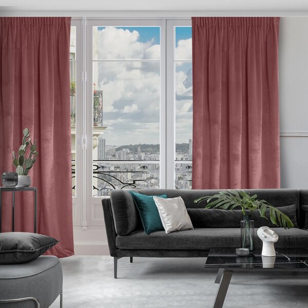 ZATEMŇOVACÍ ZÁVĚS NA PÁSCE ROSA 140X270 CM TMAVĚŘŮŽOVÁ