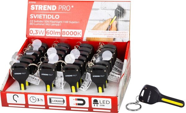 24 ks Svietidlo Strend Pro Keychain, kľúčenka, prívesok, s magnetom, LED 60 lm, 75x30 mm, Sellbox 2