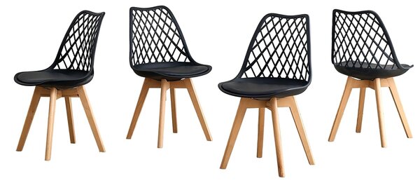 Jídelní židle – skandinávský design – umělá kůže (PU) – bukové nohy – bílá barva