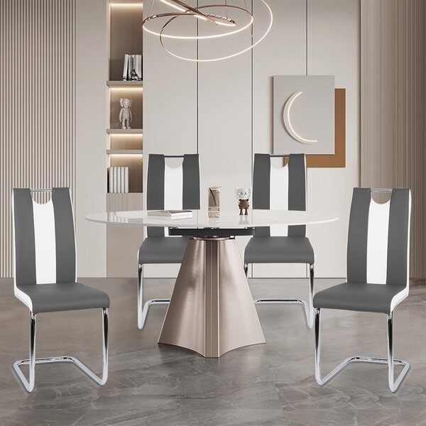 Moderní jídelní židle, sada 4 kusů - židle potažené umělou kůží s ergonomickým designem