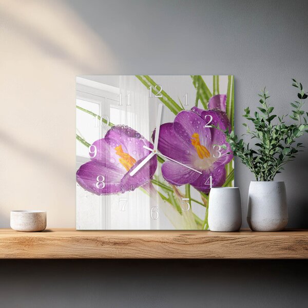 Skleněné hodiny Krokusy zskb-30x30-00084110
