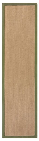 Flair Rugs, Běhoun Herringbone Border Kira Green, 60x230, béžová, chodba / předsíň