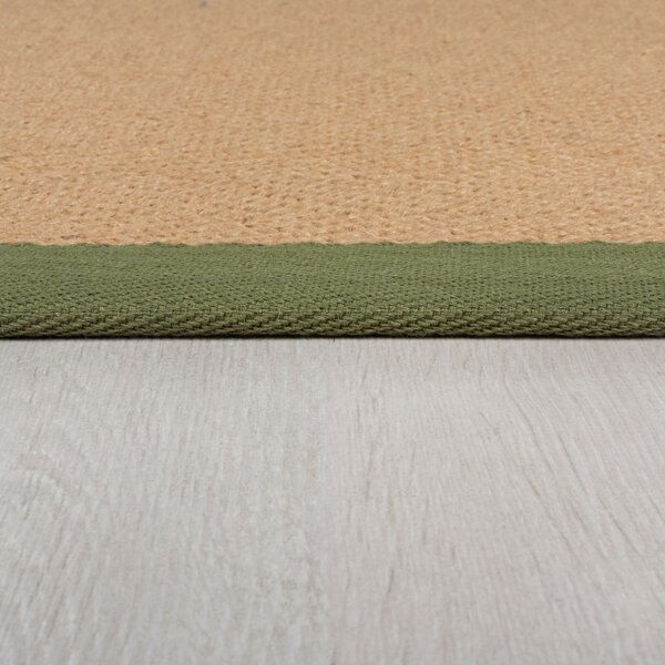 Flair Rugs, Běhoun Herringbone Border Kira Green, 60x230, béžová, chodba / předsíň