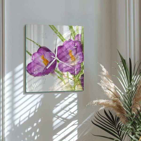 Skleněné hodiny Krokusy zskb-30x30-00084110