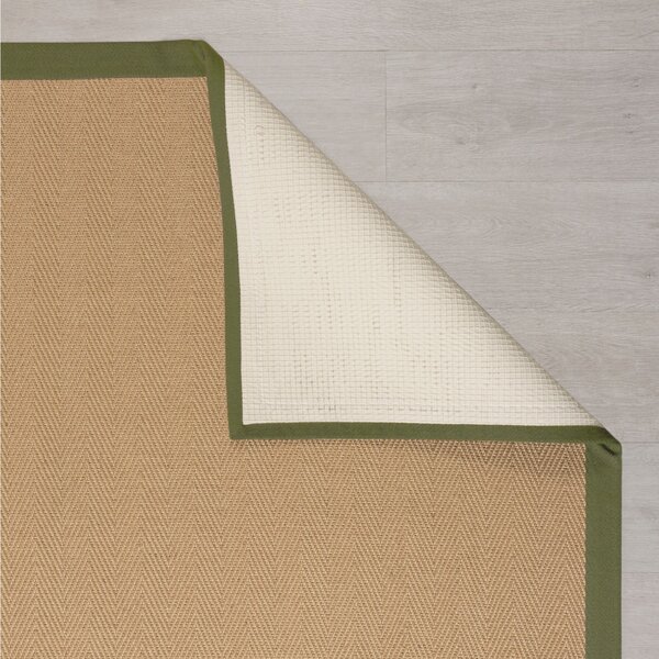 Flair Rugs, Běhoun Herringbone Border Kira Green, 60x230, béžová, chodba / předsíň