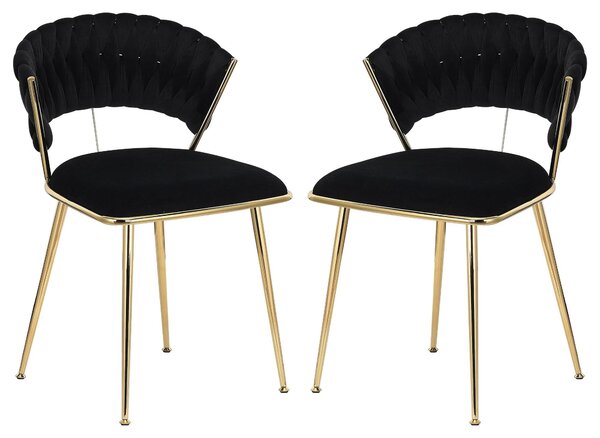 Jídelní židle - Židle - Sametové židle - Moderní design - Zlaté kovové nohy - Ergonomické pohodlí