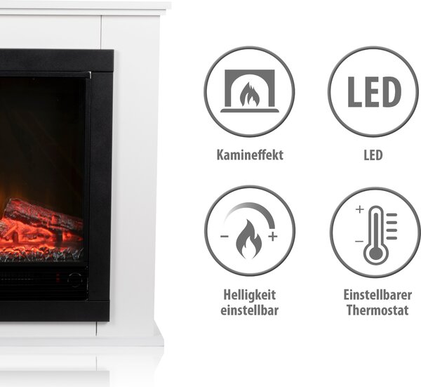 Dekorativní elektrický nástěnný krb Classic Fire Geneva černá/bílá 1800 W