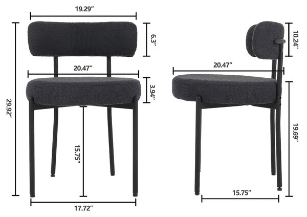 Jídelní židle - křeslo s tvarovaným sedákem - židle - kuchyňská židle - židle do jídelny - sada 6 kusů - ergonomická, prohnutá opěrka