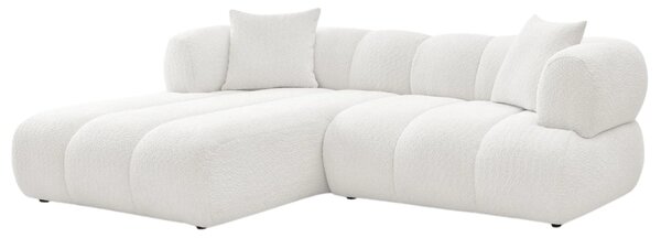 -25 % Dny MOMENTI– Bobochic Paris Bílá bouclé rohová pohovka Pamira 253 cm, levá