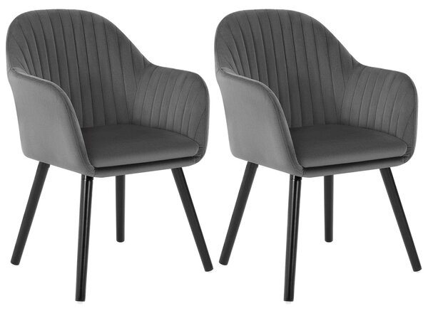Sada dvou jídelních židlí - Čalounění z veluru - S područkami - Ergonomický design