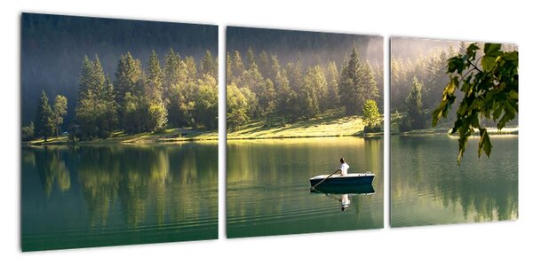 Obraz loďky na jezeře (90x30cm)
