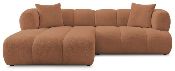 -25 % Dny MOMENTI– Bobochic Paris Terakotově oranžová bouclé rohová pohovka Pamira 253 cm, levá