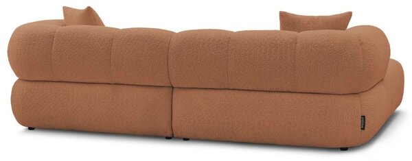 -25 % Dny MOMENTI– Bobochic Paris Terakotově oranžová bouclé rohová pohovka Pamira 253 cm, levá