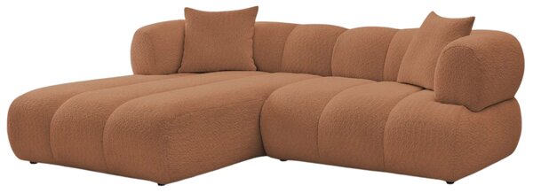 -25 % Dny MOMENTI– Bobochic Paris Terakotově oranžová bouclé rohová pohovka Pamira 253 cm, levá
