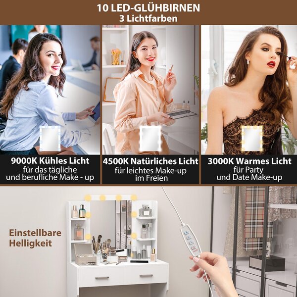 Kosmetický stolek - Stolek na líčení - Nábytek do koupelny/ložnice (pro líčení) - Kosmetický stolek - Stolek na make-up - Bílé provedení