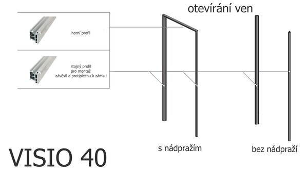 Gustavson Skryté dveřní zárubně VISIO 40/800 typ otevírání ven Interiérové dveře - orientace dveří: Pravé, Interiérové dveře - výška průchodu (mm): 1970