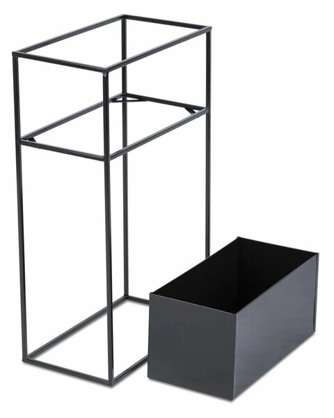 KOVOVÝ KVĚTINÁČ SE STOJÁNEM RECT 70X24X44 CM ČERNÁ