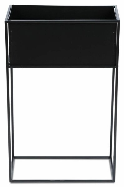 KOVOVÝ KVĚTINÁČ SE STOJÁNEM RECT 70X24X44 CM ČERNÁ