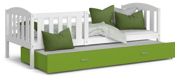 Dětská postel KUBA P2 COLOR + matrace + rošt ZDARMA, 190x80, bílá/zelená