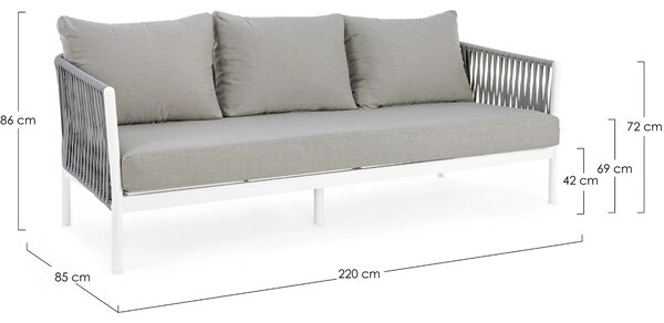 Bizzotto Šedo-bílá zahradní pohovka Florencia 220 cm