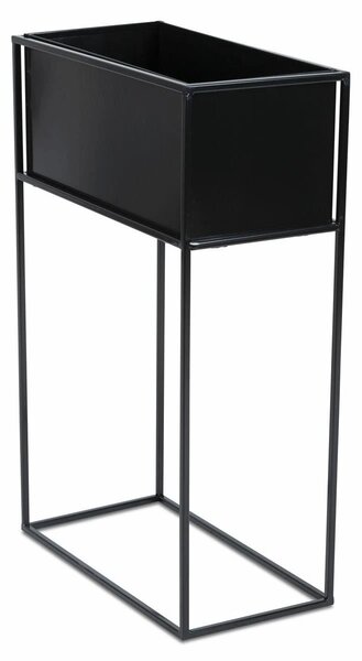 KOVOVÝ KVĚTINÁČ SE STOJÁNEM RECT 70X24X44 CM ČERNÁ