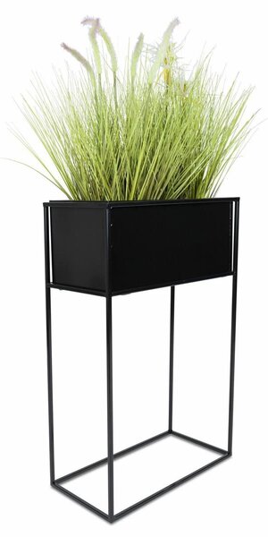 KOVOVÝ KVĚTINÁČ SE STOJÁNEM RECT 70X24X44 CM ČERNÁ