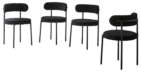 Jídelní židle - Židle - Židle s opěradlem ve tvaru sedáku - Bistro židle - Kuchyňské židle - Čalounění - Černé kovové nohy