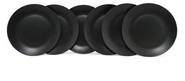 Hermia Keramická sada 6 ks talířů Matte Black 25 cm černá
