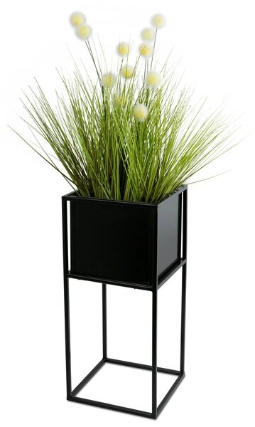 KOVOVÝ KVĚTINÁČ SE STOJÁNEM PLAIN 50X24 CM ČERNÁ