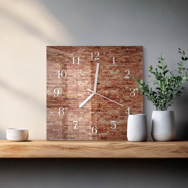 Skleněné hodiny Cihlová zeď zskb-30x30-00092045