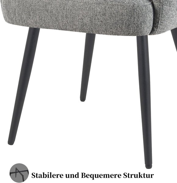Jídelní židle - Židle - Židle s tvarovaným sedákem - Sedák - Jídelní židle - Šedá - S matně černým kovovým rámem se čtyřmi nohami