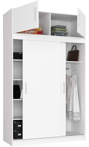 Ak furniture Šatní skříň s posuvnými dveřmi a nástavcem MONO CLP 150 cm bílá