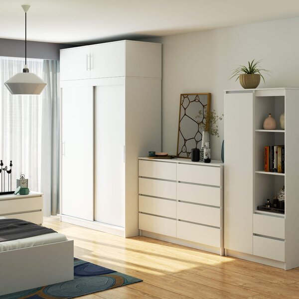 Ak furniture Šatní skříň s posuvnými dveřmi a nástavcem MONO CLP 150 cm bílá