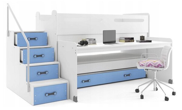 Dětská patrová postel MAX 1, 200x80, bílá/modrá
