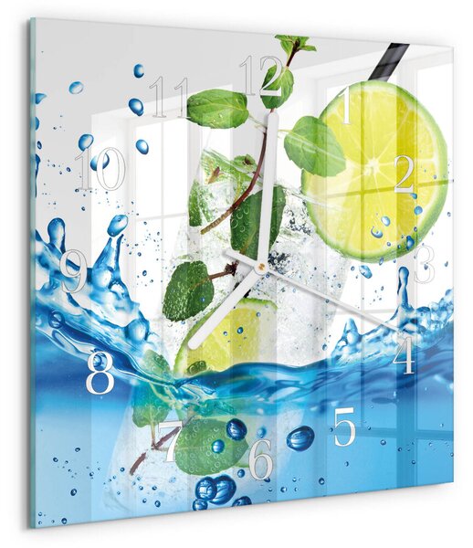 Skleněné hodiny Limetka a máta zskb-30x30-00085098