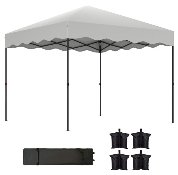 Outsunny Pop-up Skládací Altán 3x3 m Skládací Stříška s UV 50+ Ochrana Nastavitelná Výška Skladovací Taška na Kolečkách pro Kempování a Párty Bílá | A