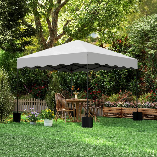 Outsunny Pop-up Skládací Altán 3x3 m Skládací Stříška s UV 50+ Ochrana Nastavitelná Výška Skladovací Taška na Kolečkách pro Kempování a Párty Bílá | A