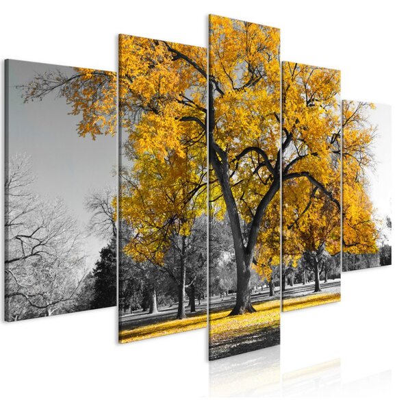 Malvis Pětidílný obraz žlutý strom Velikost: 100x50 cm