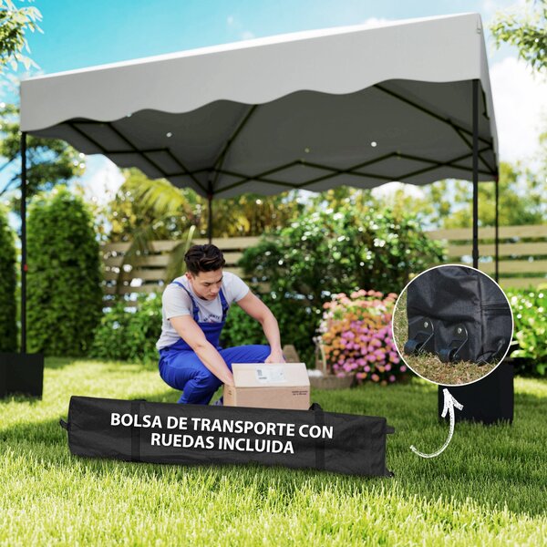Outsunny Pop-up Skládací Altán 3x3 m Skládací Stříška s UV 50+ Ochrana Nastavitelná Výška Skladovací Taška na Kolečkách pro Kempování a Párty Bílá | A