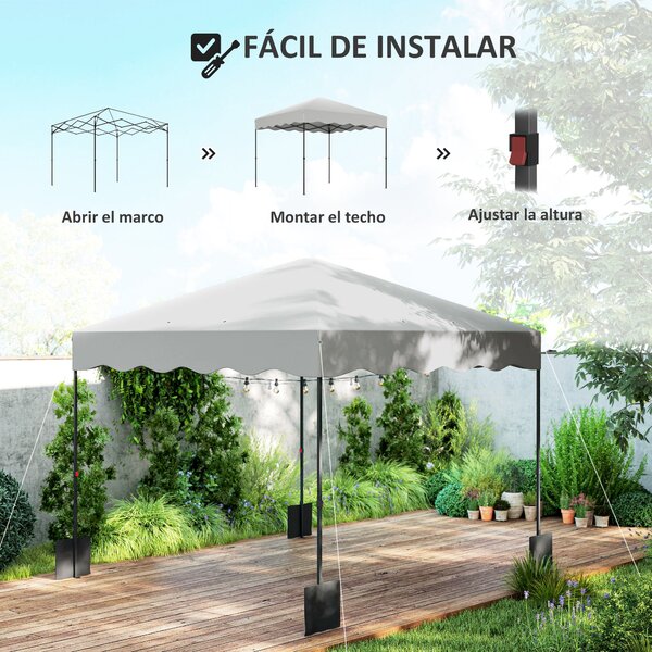 Outsunny Pop-up Skládací Altán 3x3 m Skládací Stříška s UV 50+ Ochrana Nastavitelná Výška Skladovací Taška na Kolečkách pro Kempování a Párty Bílá | A