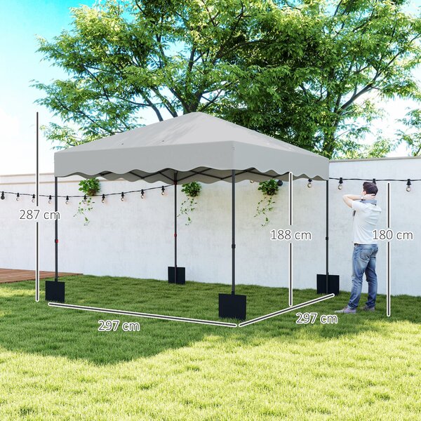 Outsunny Pop-up Skládací Altán 3x3 m Skládací Stříška s UV 50+ Ochrana Nastavitelná Výška Skladovací Taška na Kolečkách pro Kempování a Párty Bílá | A