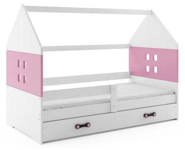 Dětská postel DOMI P1 COLOR + matrace + rošt ZDARMA, 80x160, bílá, růžová