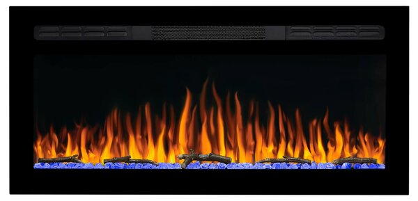 Elektrické krbové topení, nástěnné provedení - 1800 W - šířka 95 cm - tvrzené sklo - dekorativní krb