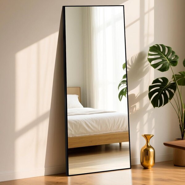 Zrcadlo na celé tělo - Stojací zrcadlo - Nástěnné zrcadlo - Velké zrcadlo - Černé zrcadlo - Extra velké, rozměry 180x76 cm